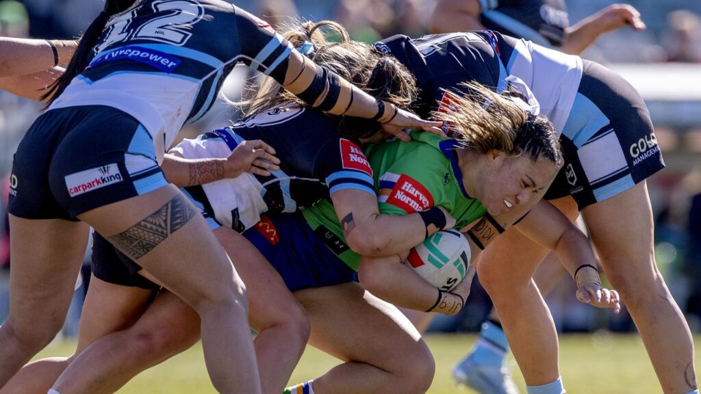 A controversial call involving Canberra’s Mackenzie Wiki has helped Cronulla get their season going.
