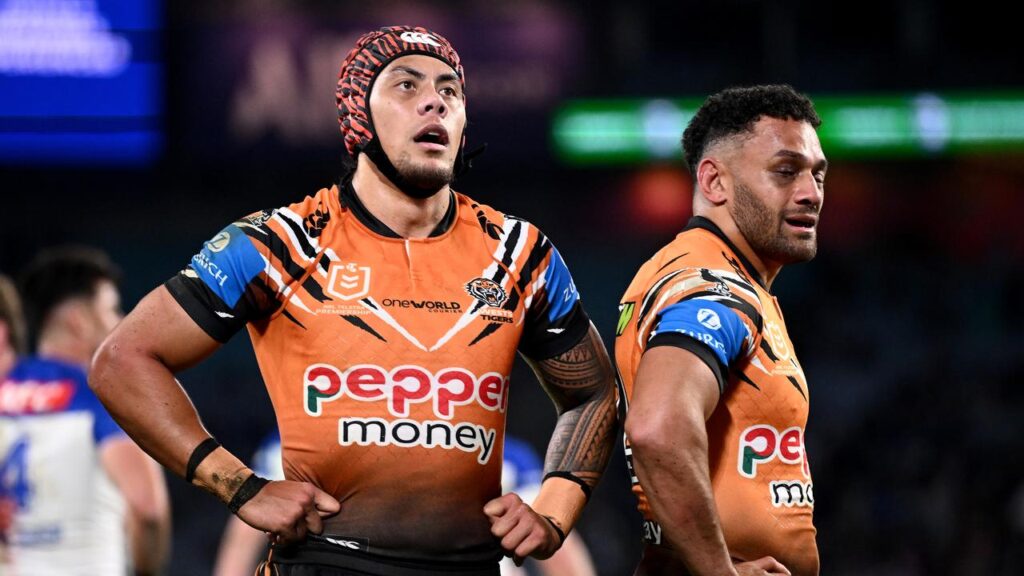 Jarome Luai (left) will play for his third club in three seasons when he joins Parramatta in 2027.

