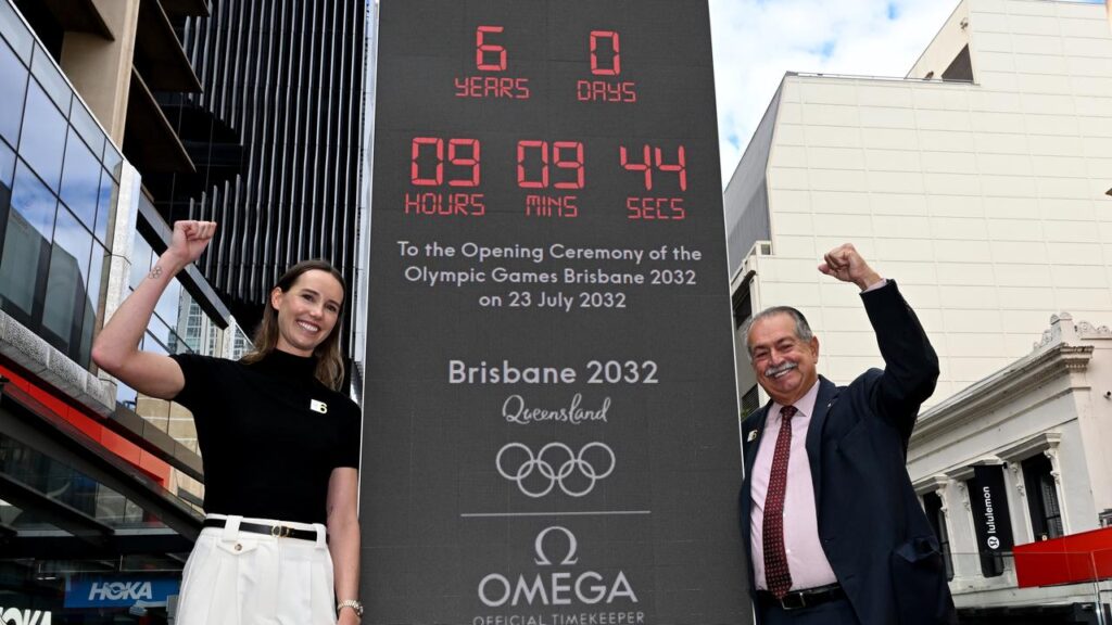 A 2032 Olympics countdown clock was unveiled in Brisbane as organisers ramp up preparations.
