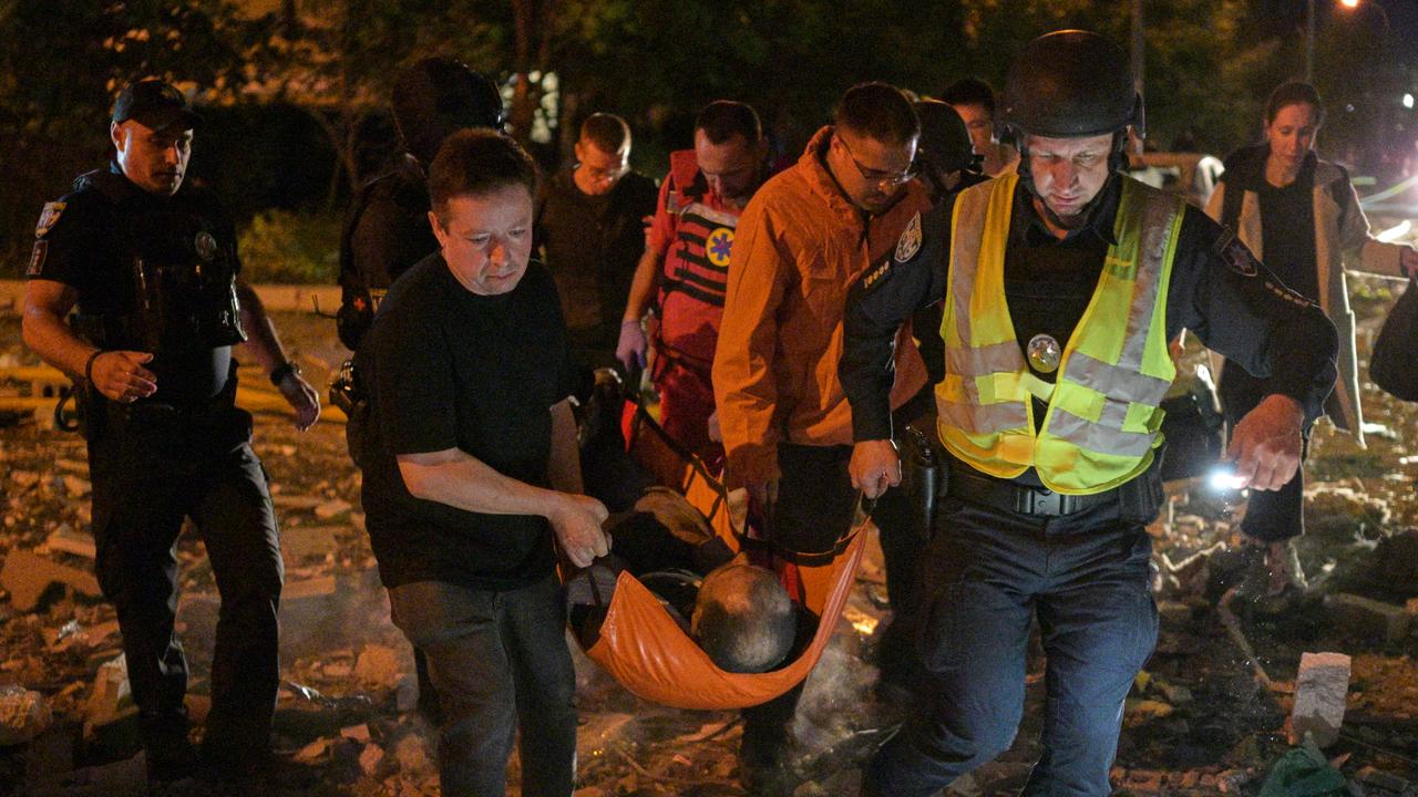 An injured person after Russian missile attacks in Kyiv
