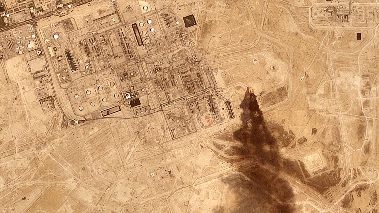 Smoke rising from the Saudi Aramco oil processing facility