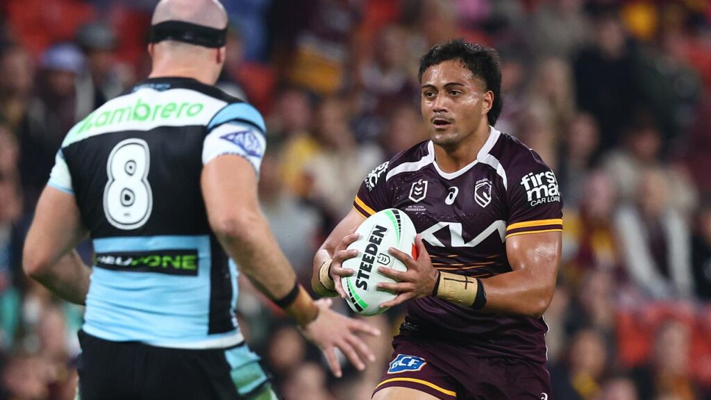 Va’a Semu (right) will join Payne Haas in Brisbane’s front-row against Newcastle.
