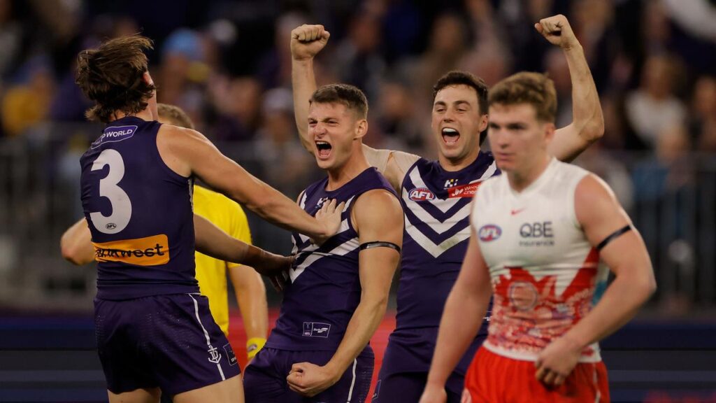 A stunning second-half turnaround has given the Dockers a 38-point win over the Swans. 
