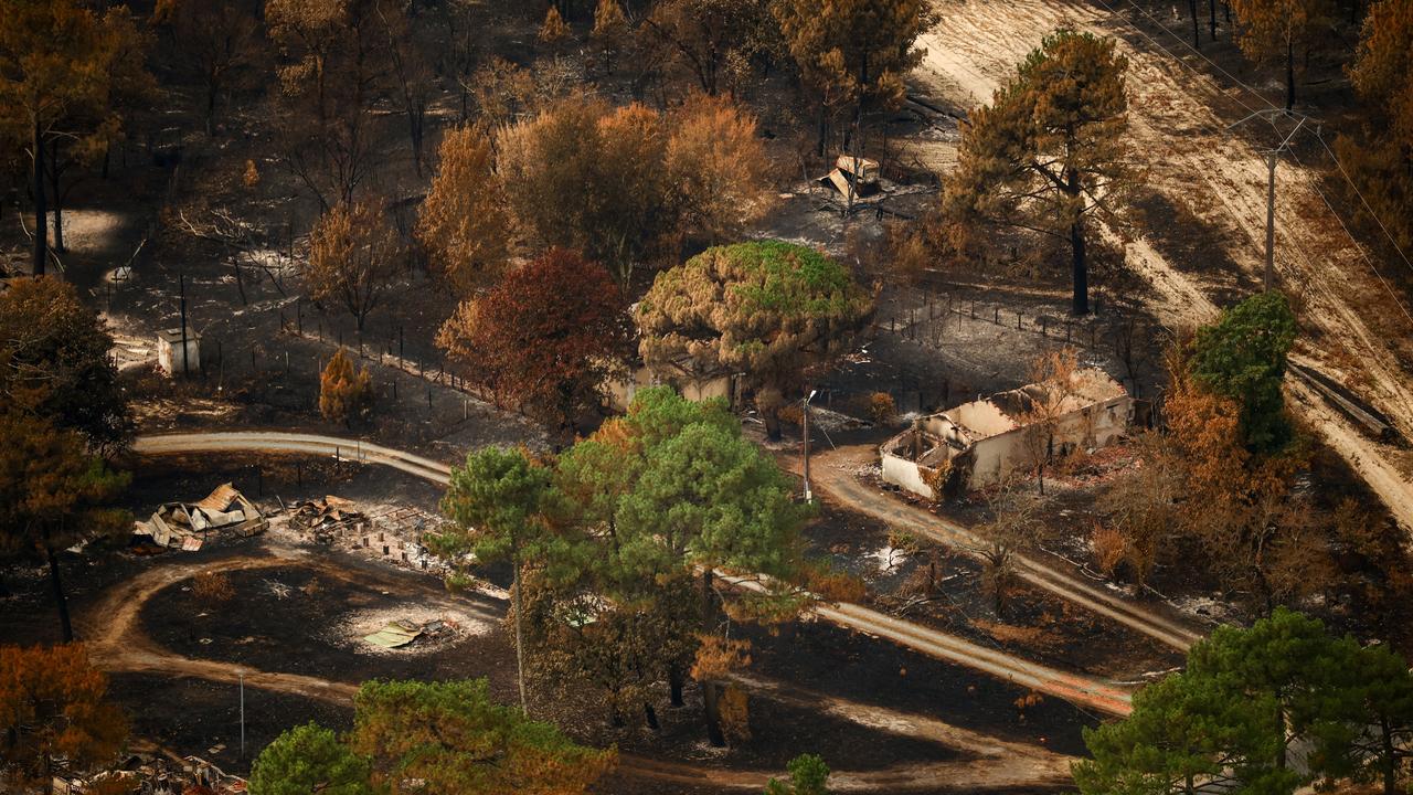 An area burned by wildfires near Le Porge, France