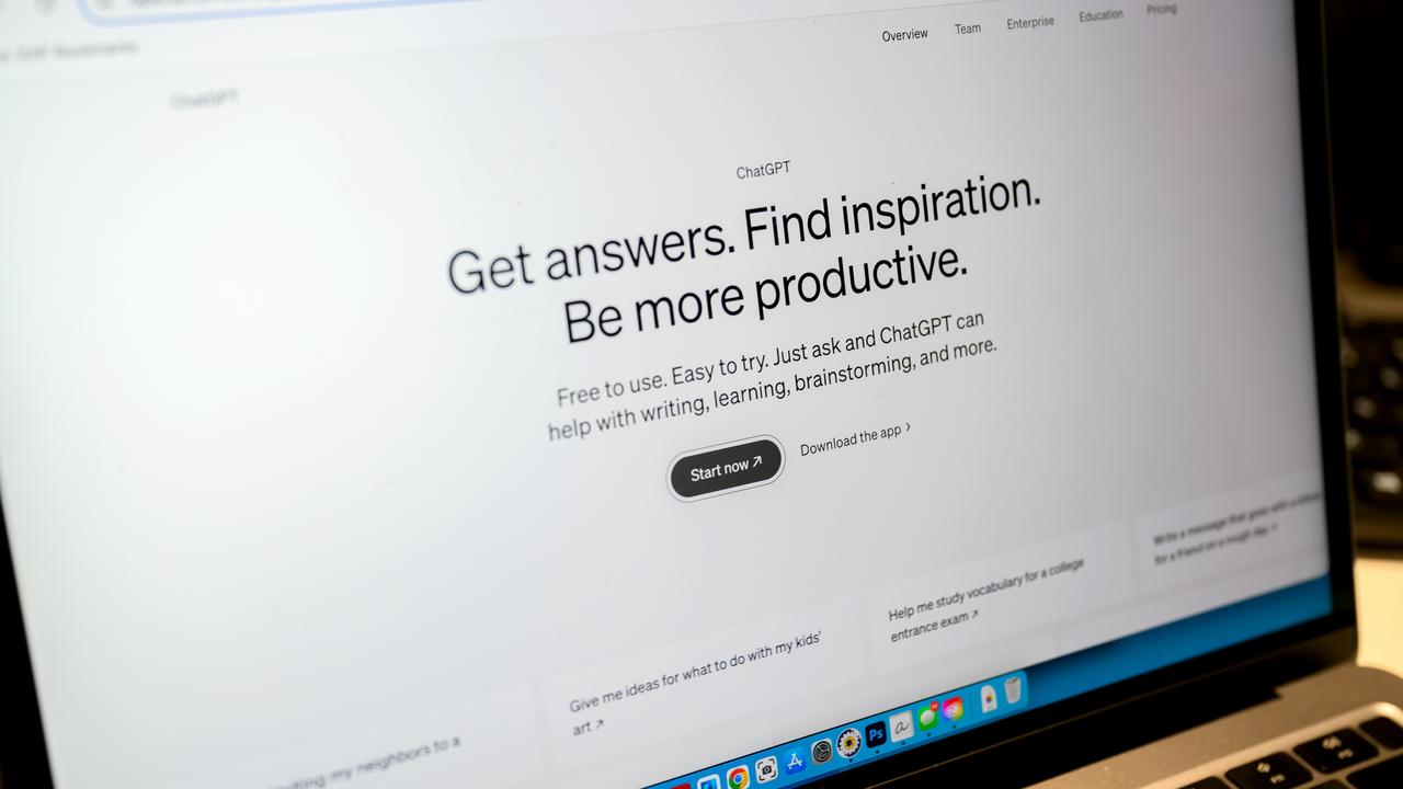 ChatGPT website seen on a laptop in Sydney