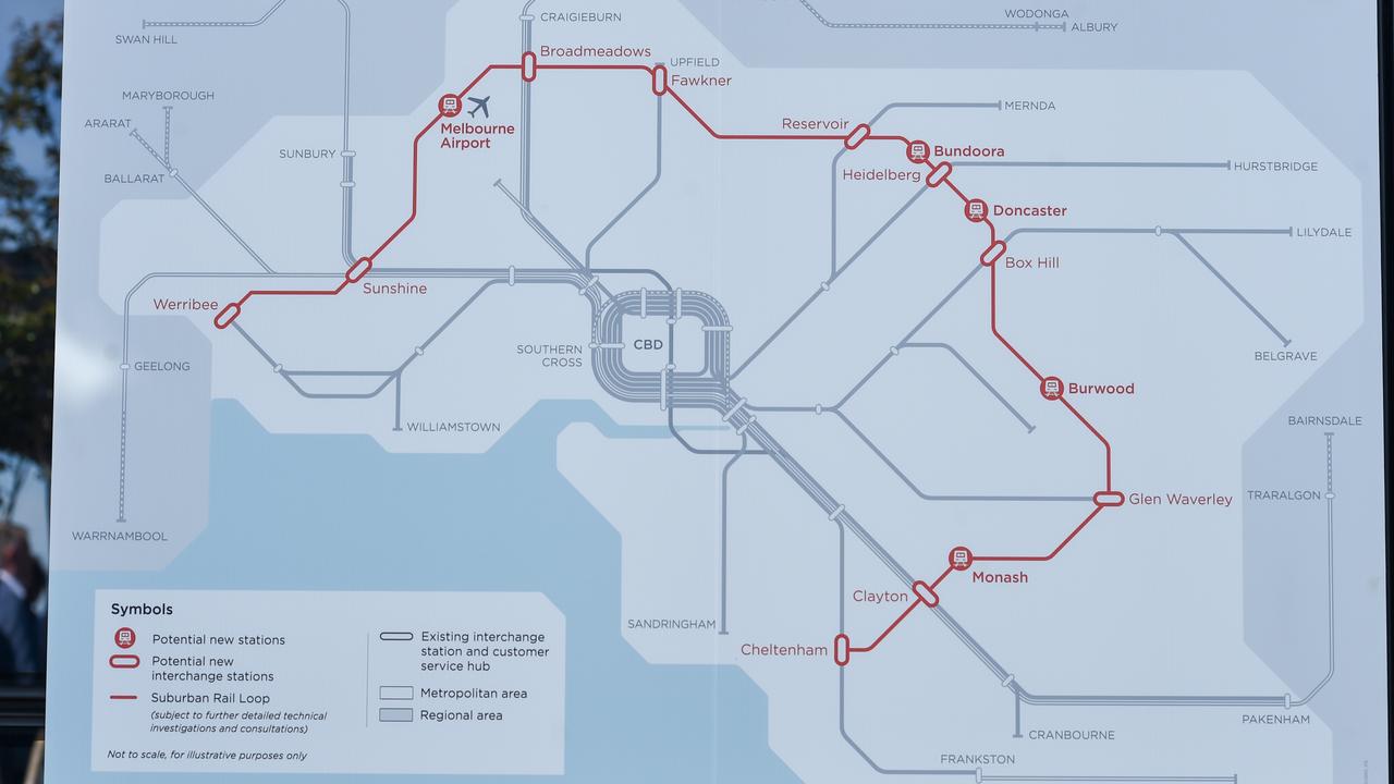 The map of Melbourne's proposed suburban rail loop (file image)