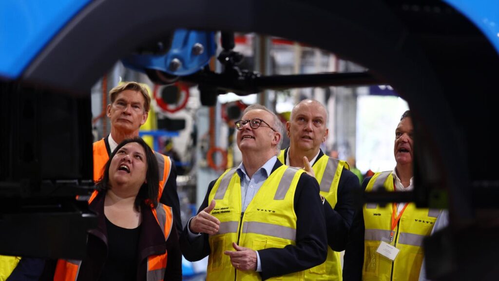 Anthony Albanese was on hand as Volvo unveiled battery-powered prime movers made in Australia.
