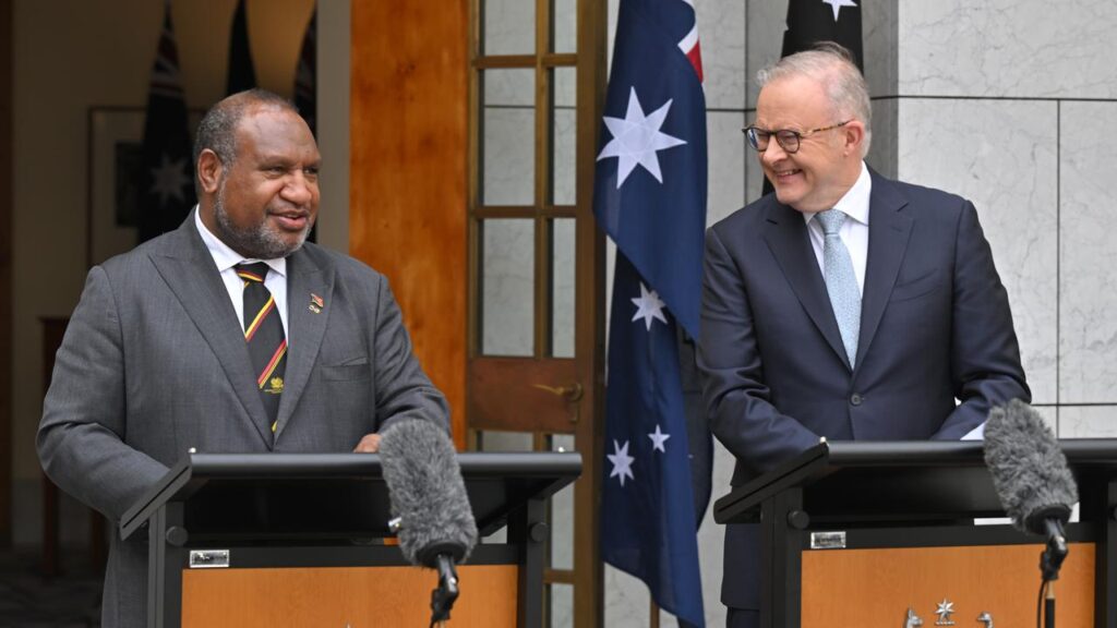 PNG’s Prime Minister James Marape will join Anthony Albanese in Brisbane for talks and rugby league.

