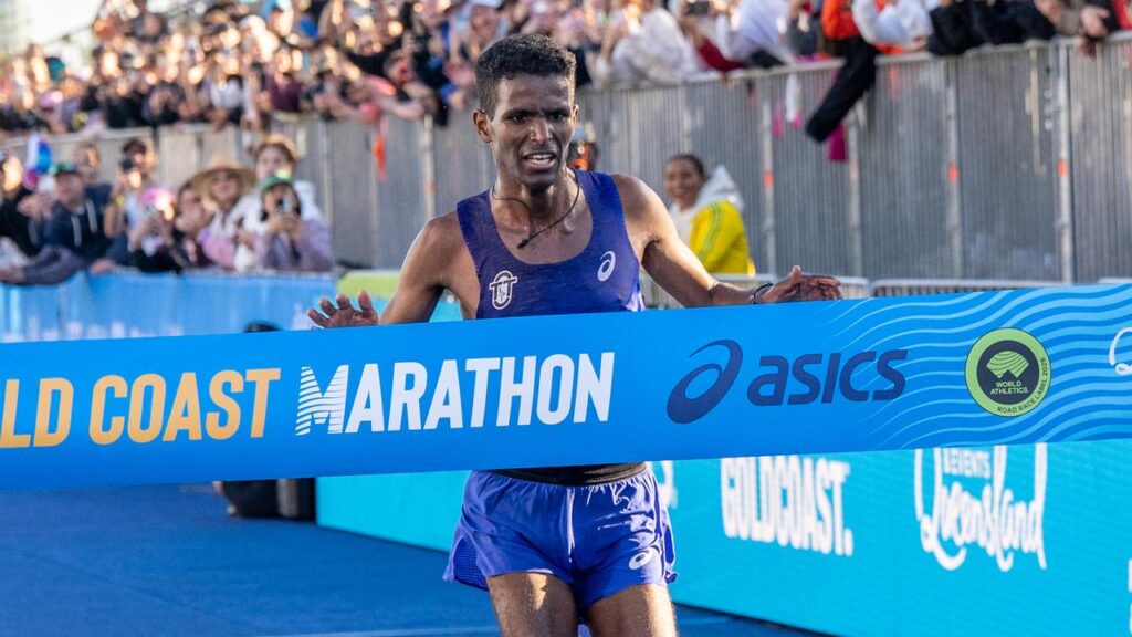 Haftu Strintzos smashed the Australian record in winning the Gold Coast Marathon.
