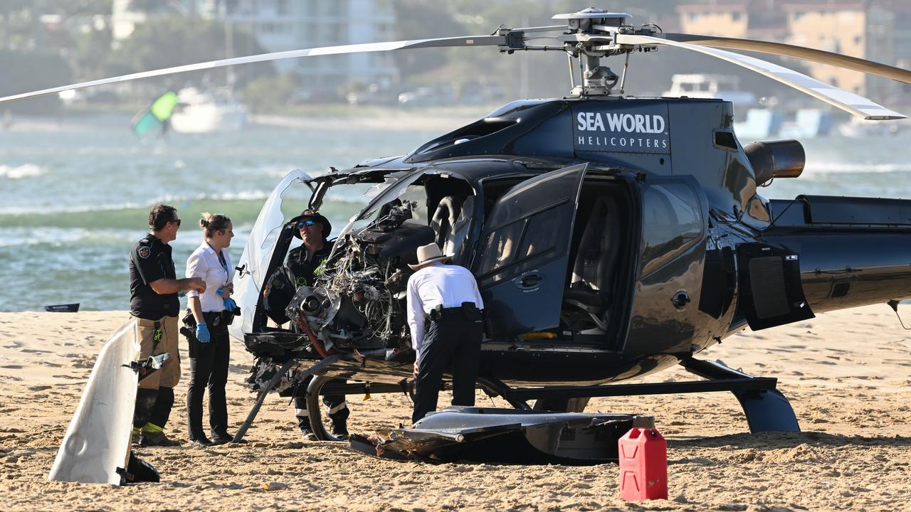 upright damaged helicopter