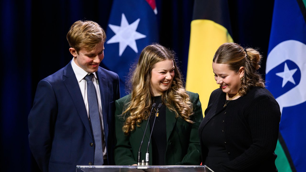 Professor Richard Scolyer's children Matthew, Emily, and Lucy.