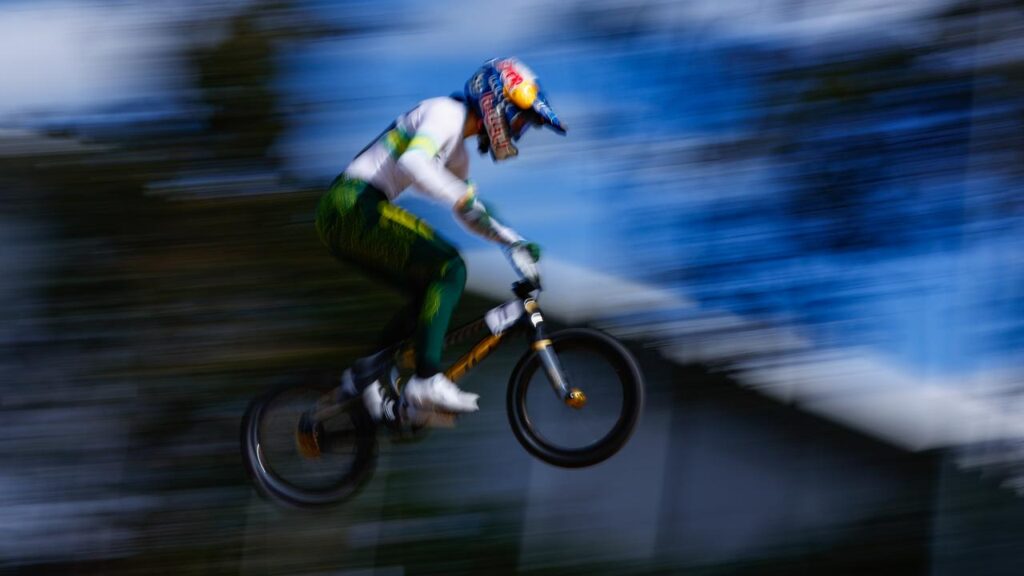 Saya Sakakibara in action during the BMX World Championships at Brisbane.
