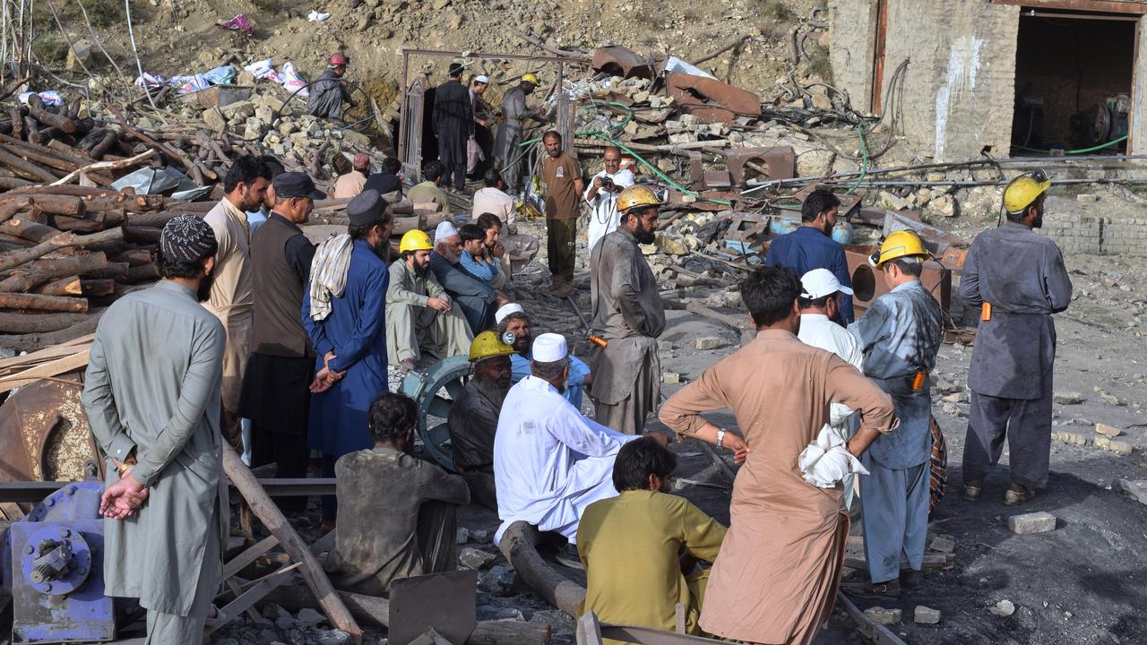 Preparations for a rescue at a coalmine outside Quetta, Pakistan