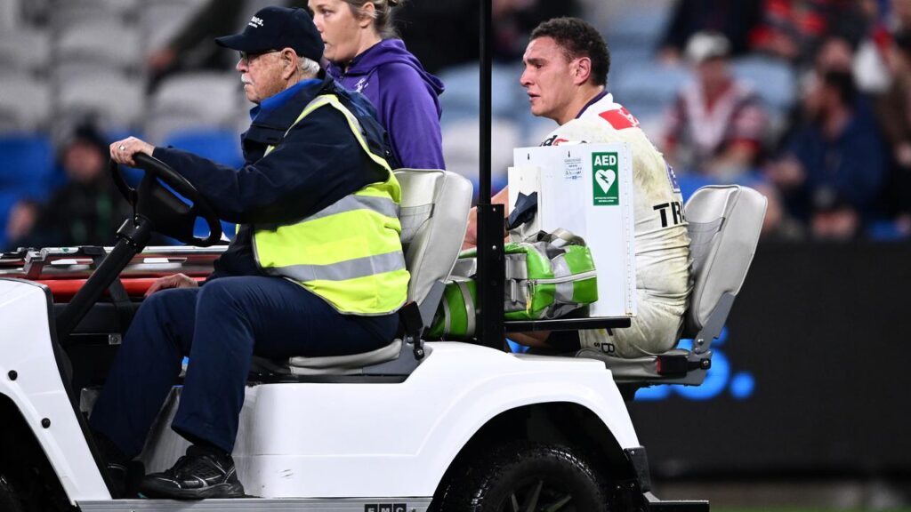 Will Warbrick was taken from the field after suffering a suspected Achilles tendon injury.
