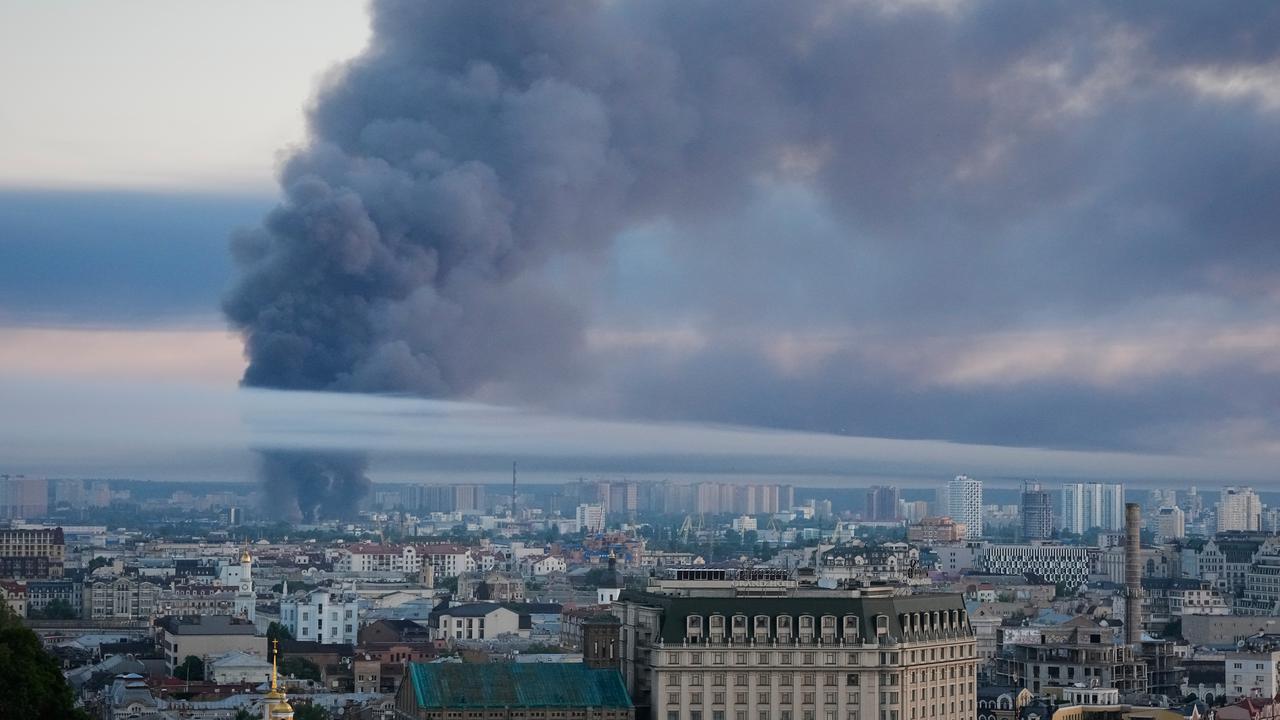 Smoke over the city centre after a Russian attack on Kyiv, Ukraine