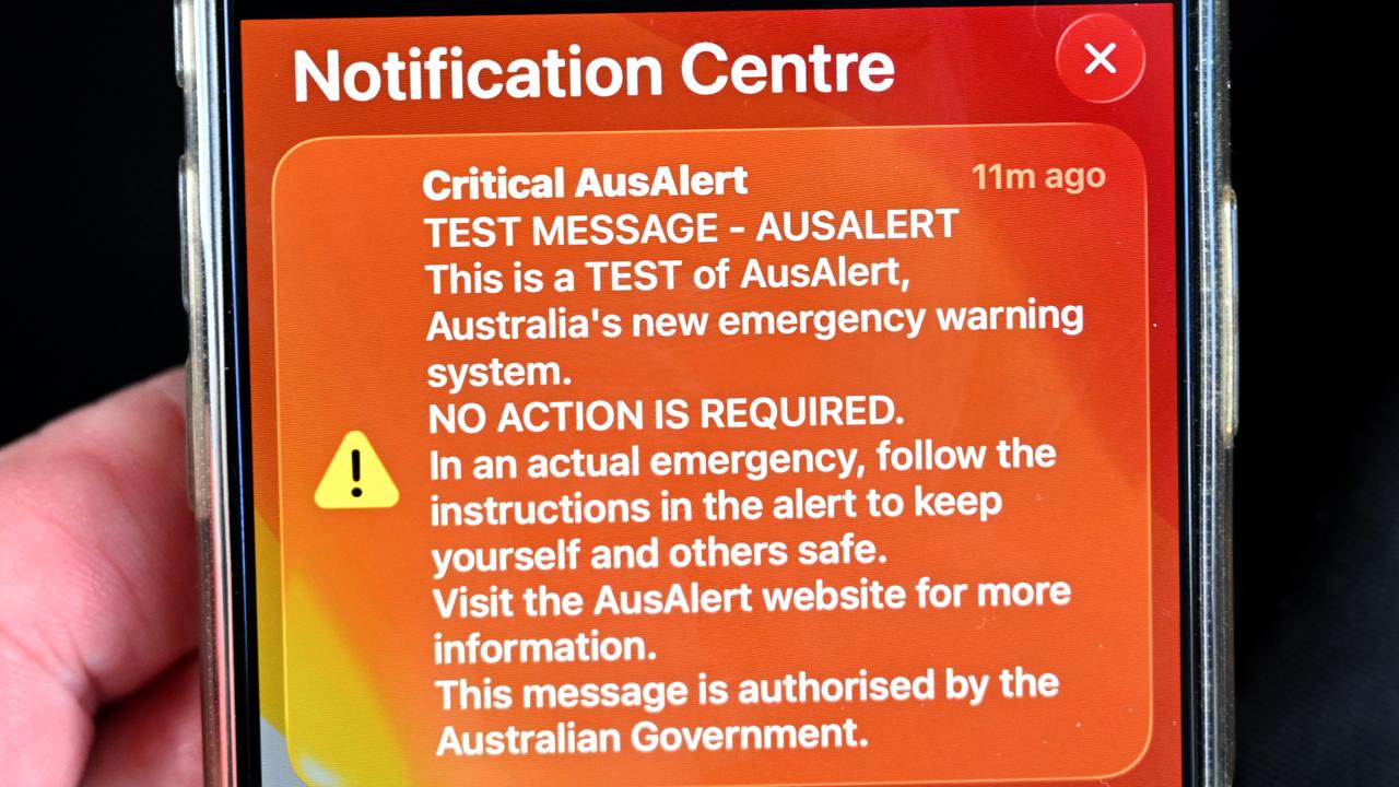 The text message from the National AusAlert system