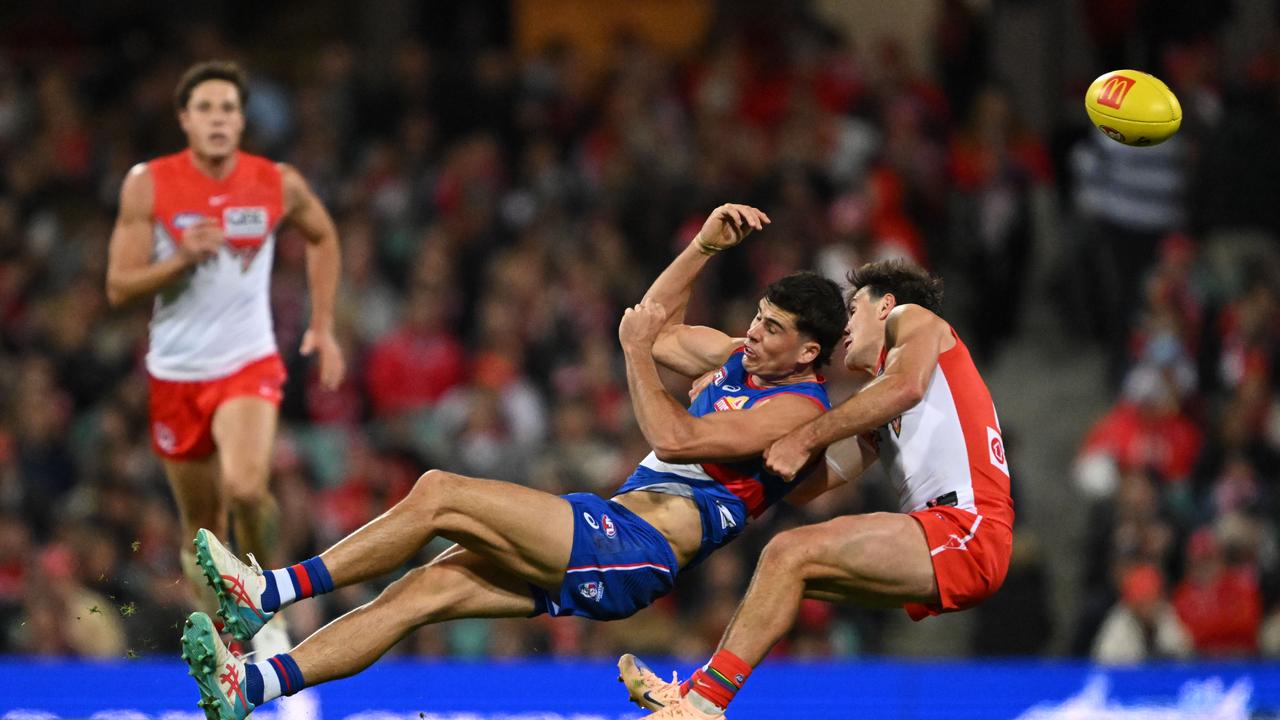 James O'Donnell tackled by Errol Gulden.