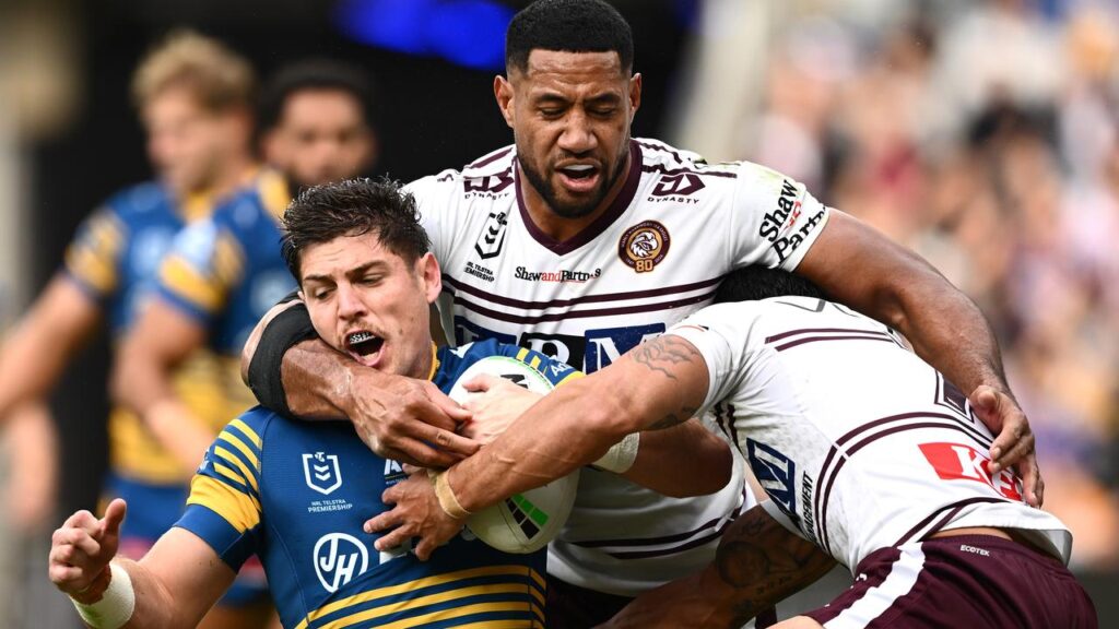 Taniela Paseka (centre) is confident Manly can bounce back from their recent losses.
