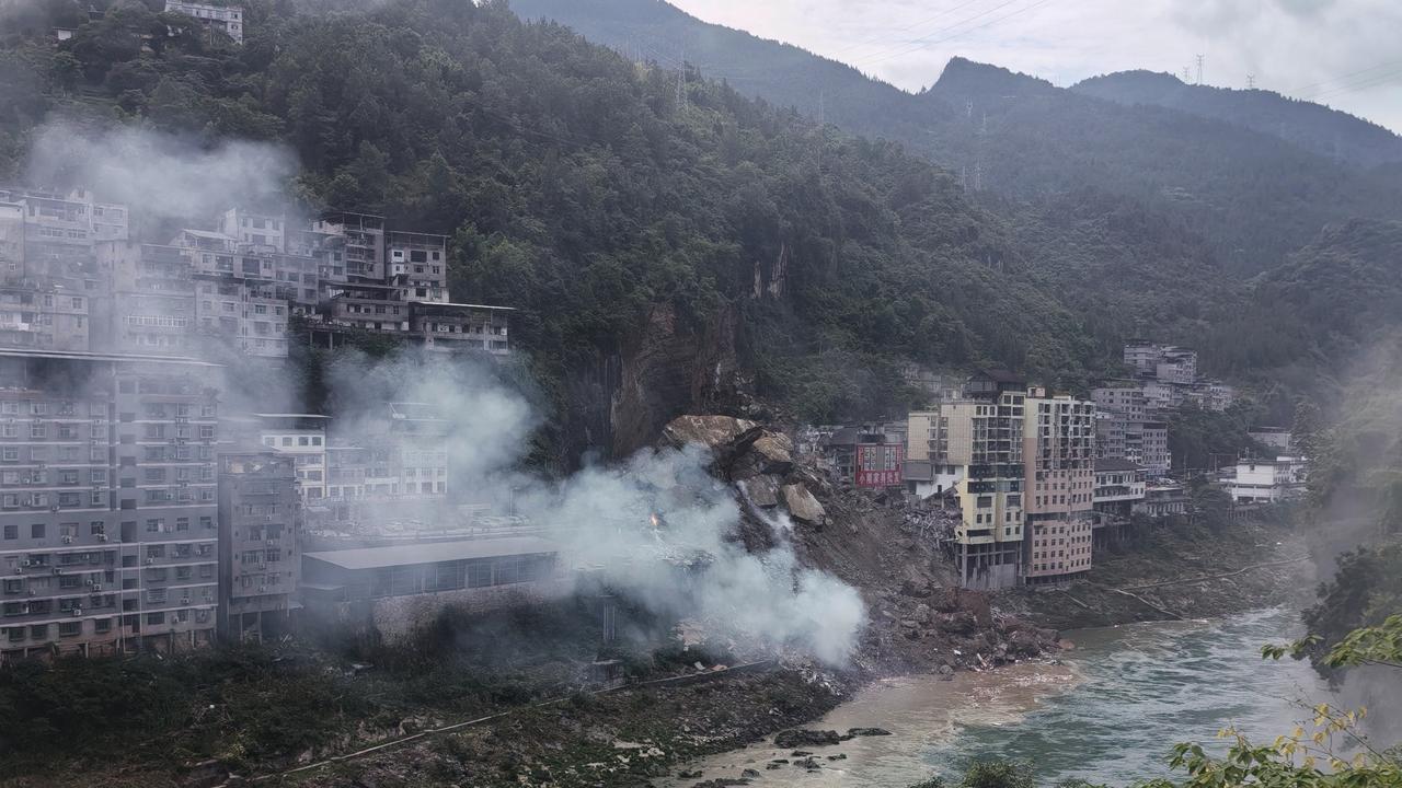 Debris after a landslide in southwestern China's Chongqing