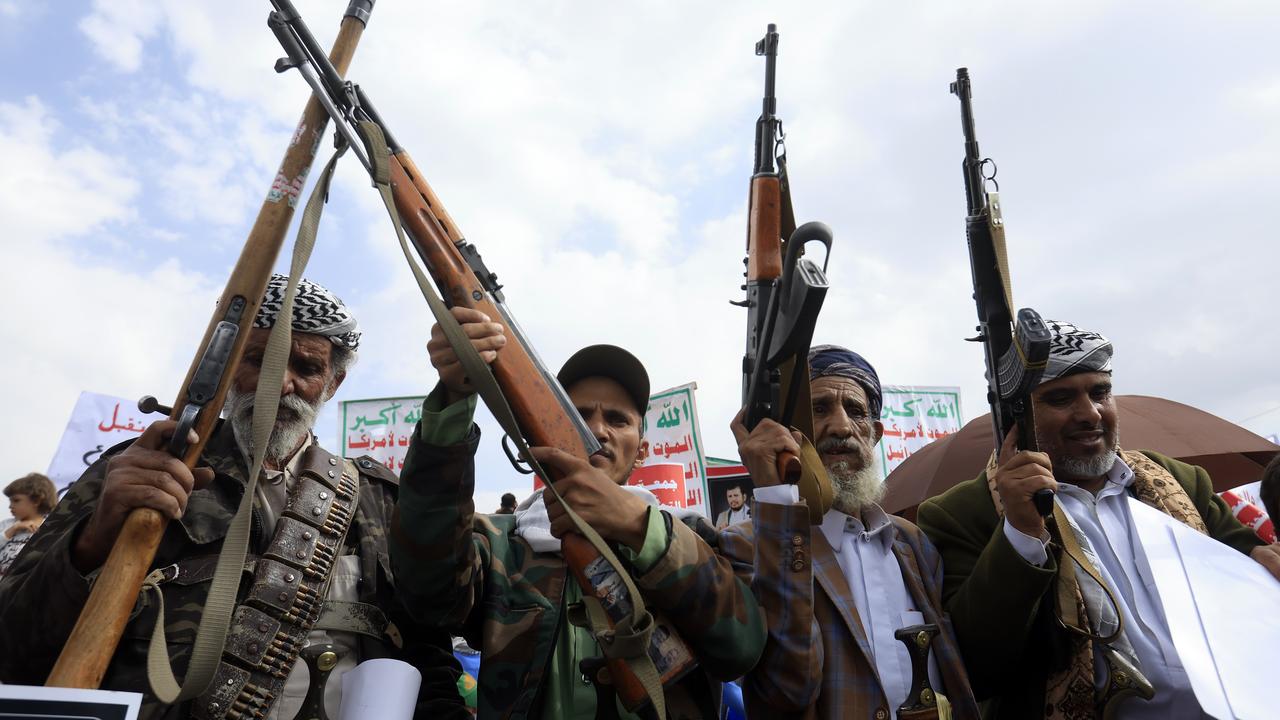 Houthis protest in Sanaa, Yemen, against Saudi Arabia