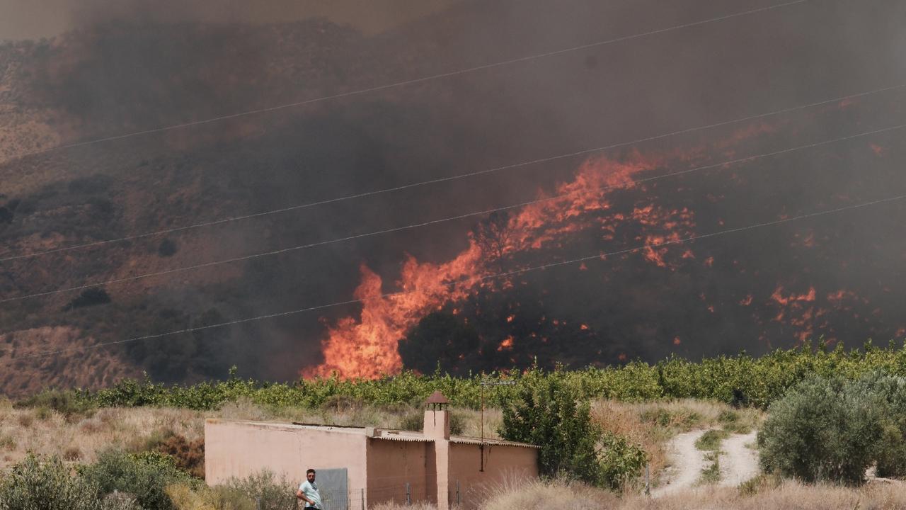 A wildfire rages in Alfajir, near Almeria in southeastern Spain