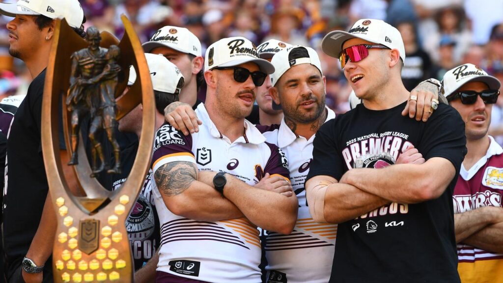 Billy Walters (black shirt) didn’t get to play in last year’s grand final win by Brisbane.
