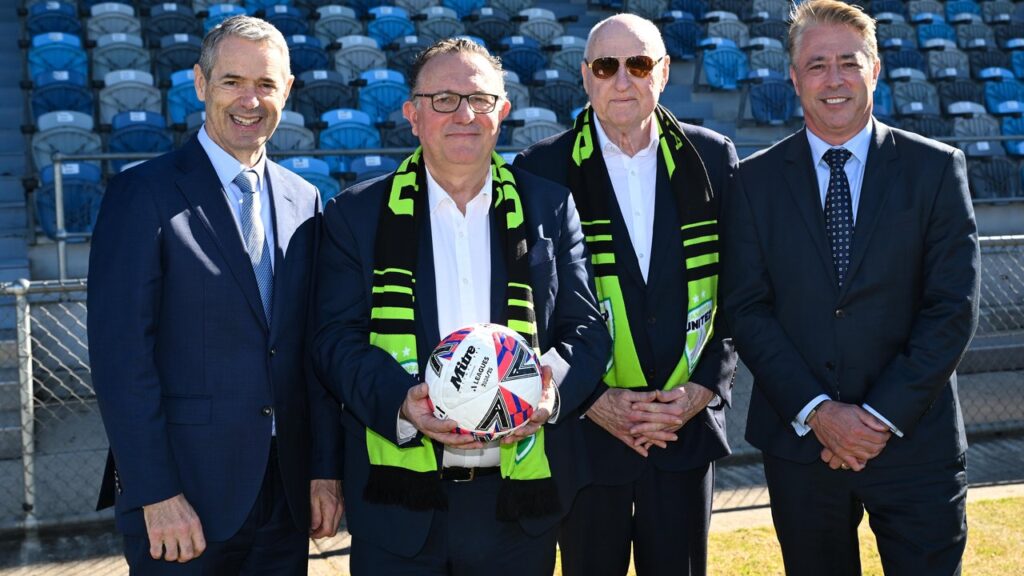 APL chair Stephen Conroy, ASG’s Theo Fotopoulos and Morris McAlister, and APL boss Steve Rosich.
