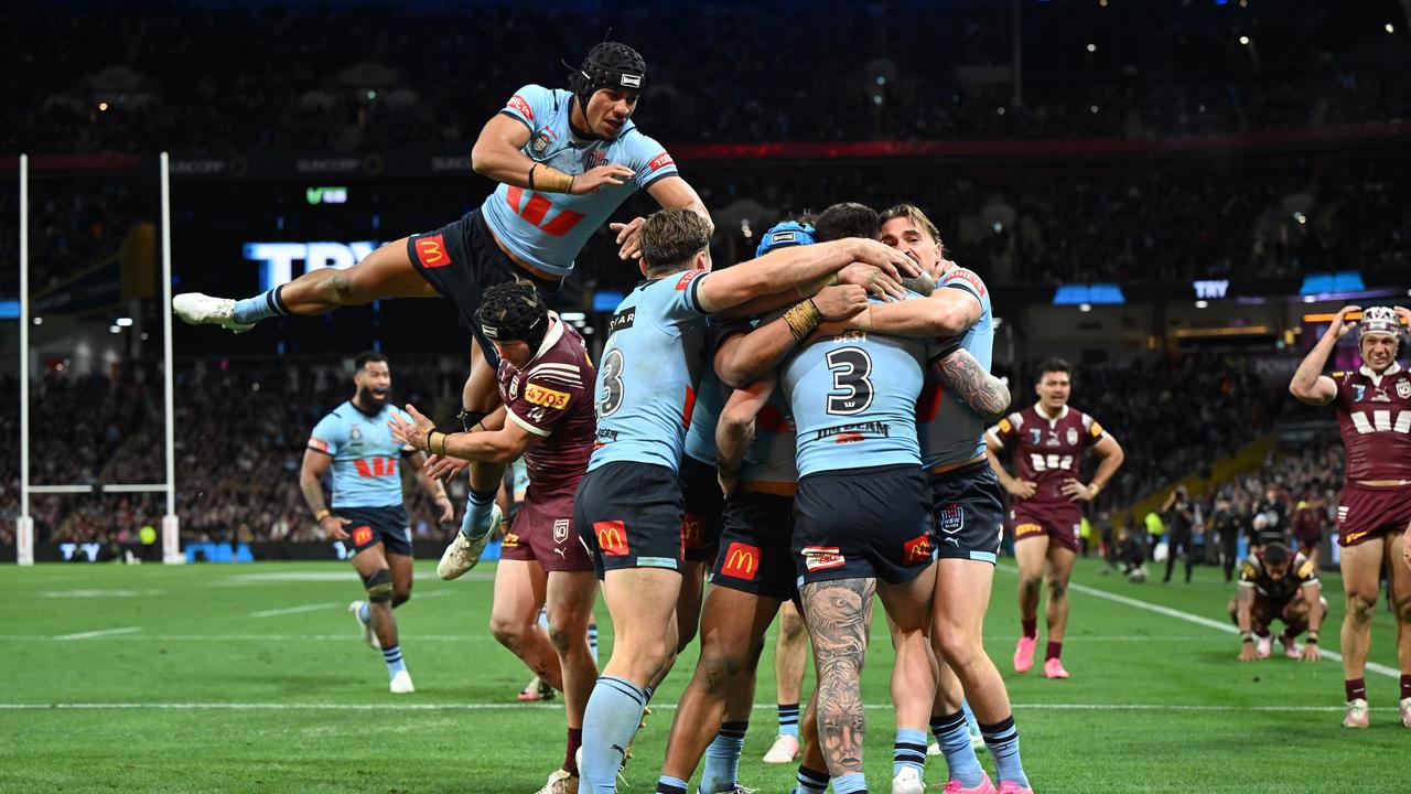 Celebrating NSW players.