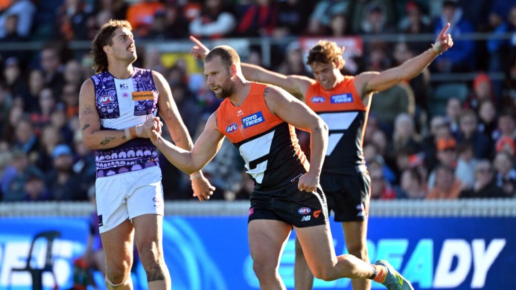 Jake Stringer booted a game-high seven goals in the Giants’ shock win over ladder-leading Fremantle.
