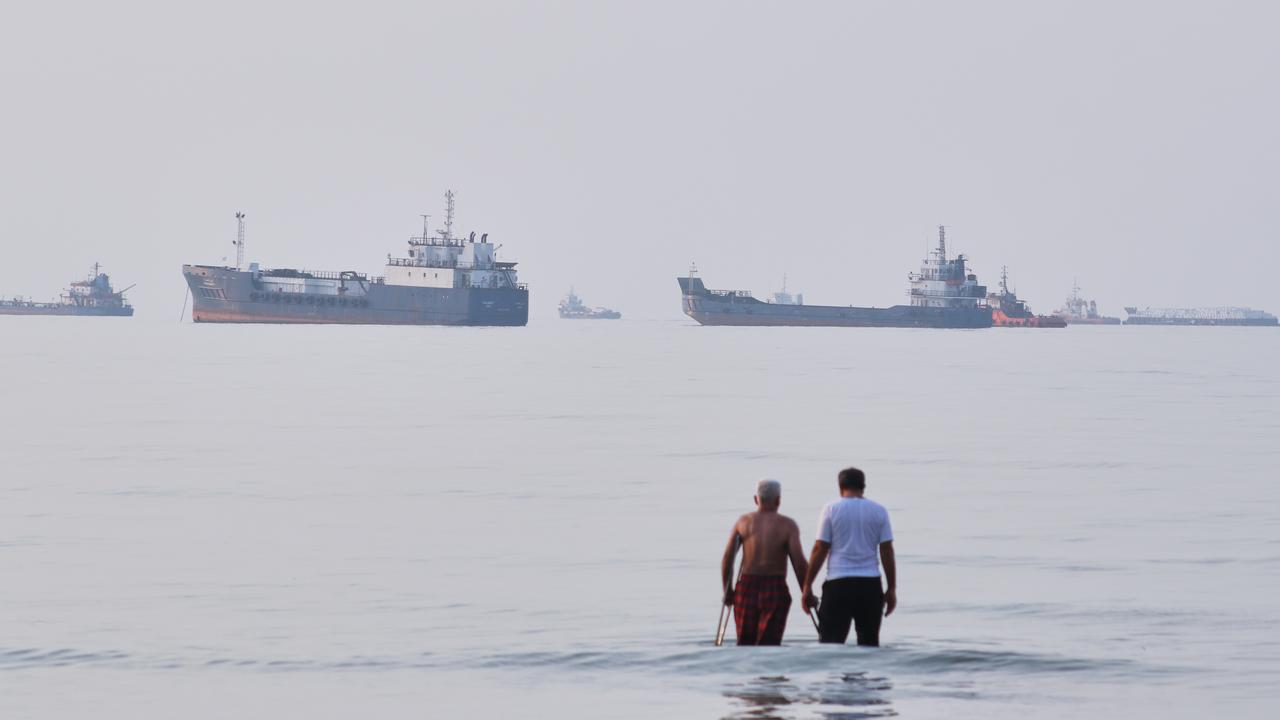 Vessels anchored in the Strait of Hormuz