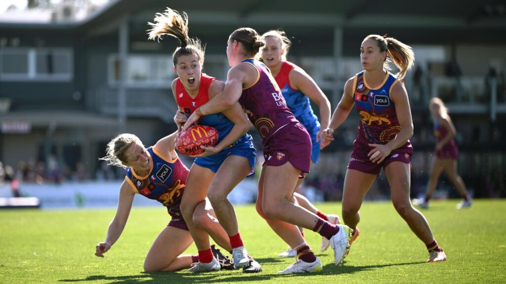 Melbourne have thrashed Brisbane in the AFLW, with Liv Purcell among the Demons’ key contributors.

