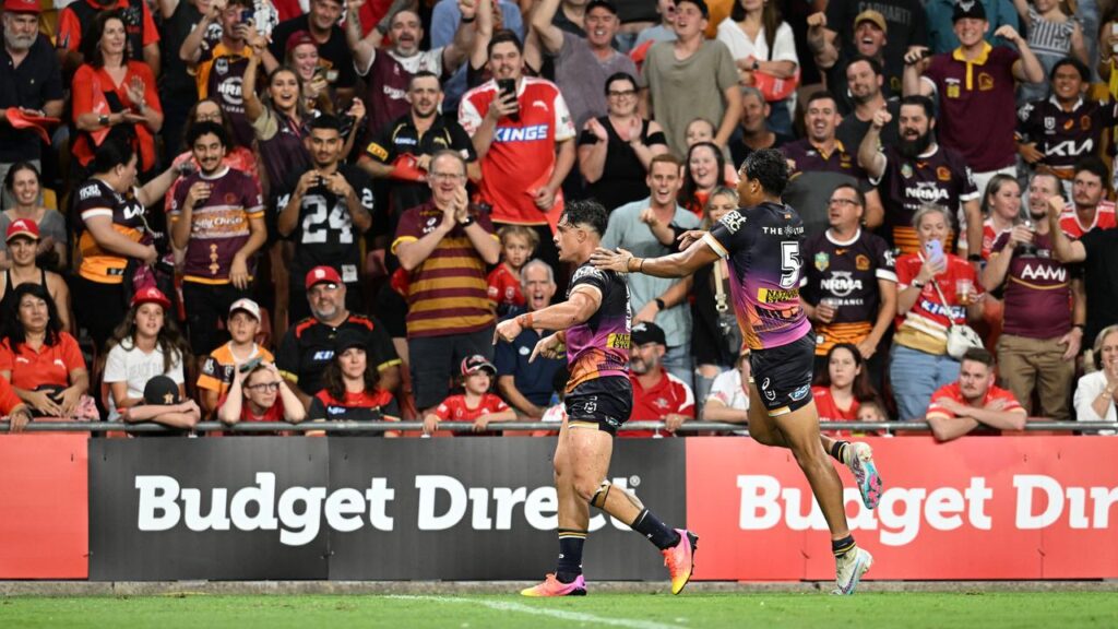 Kotoni Staggs (left) makes his “this is our home” statement in the inaugural 2023 derby.
