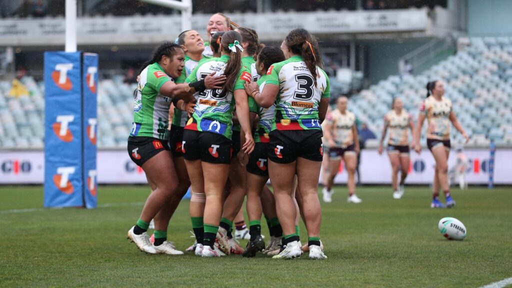 Canberra have inflicted a heavy shock defeat on Brisbane in the NRLW.
