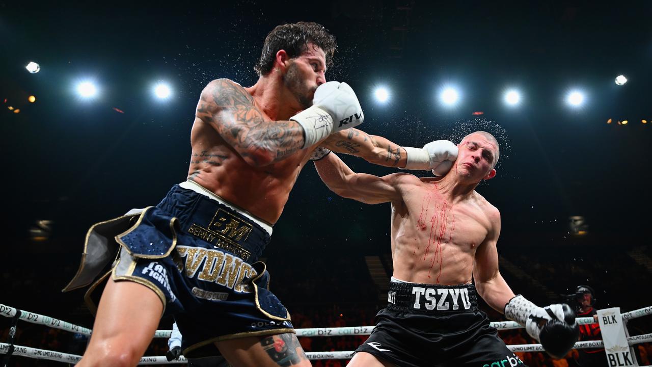 Ben Mahoney lands a left to Nikita Tszyu