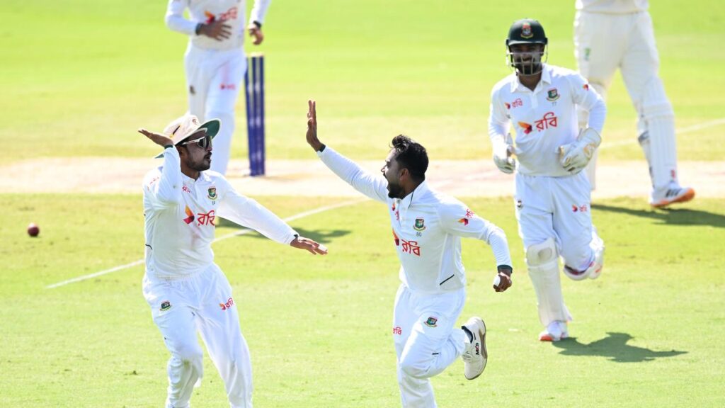Bangladesh are just three wickets away from recording a first Test win over Australia in Australia.
