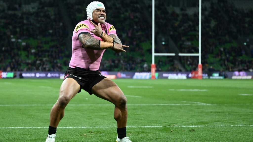 Brian To’o enjoyed scoring a first-half hat-trick to set up Penrith’s win over Melbourne. 
