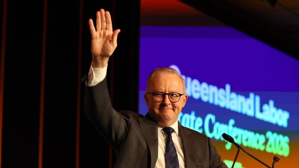 The march of “hard-right populists” is a threat to democracy, the PM told an ALP state conference.
