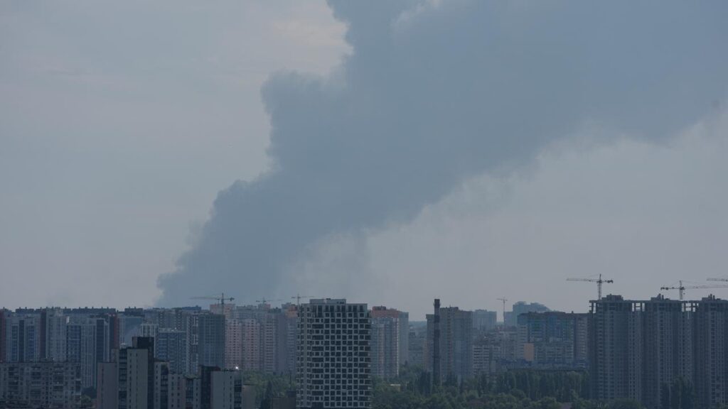 Russian missile and drone strikes continued into the daylight hours in Kyiv and other cities.
