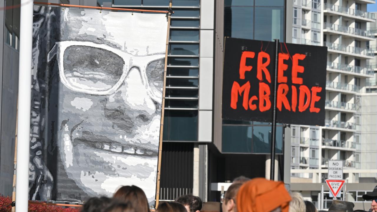 Banners calling for David McBride's release (file image)