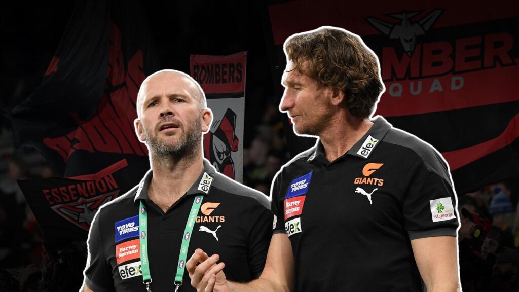 Could new Essendon coach Mark McVeigh (left) lure James Hird back to the club? 

