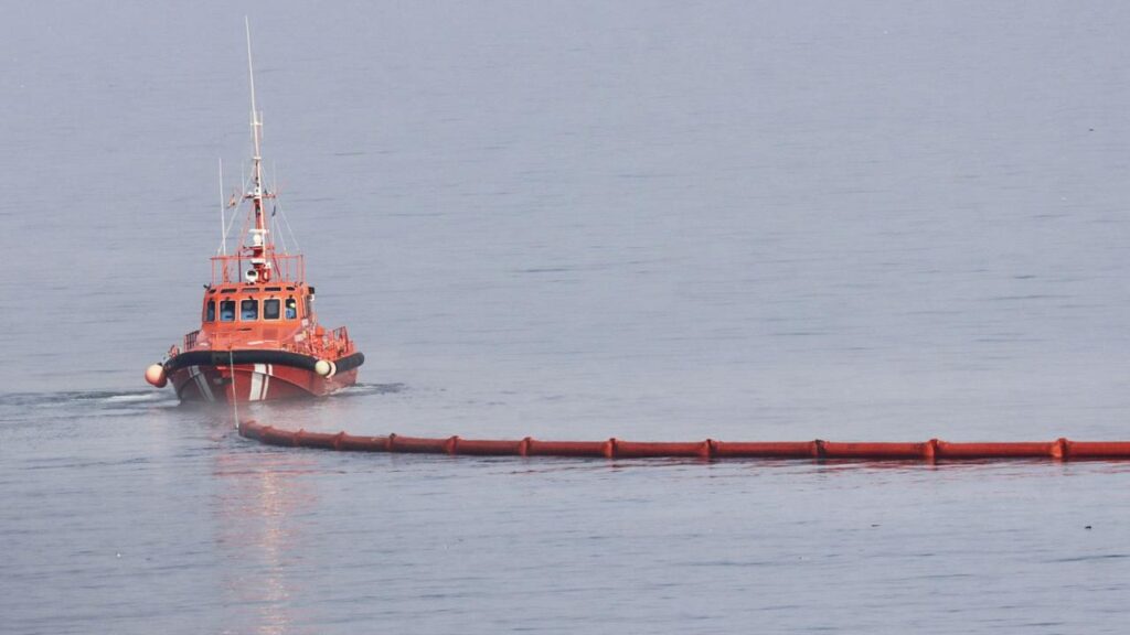 Authorities install a floating barrier after 50,000 migrants attempted to enter Spain from Morocco.
