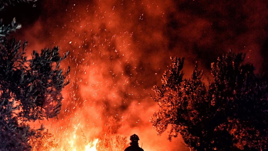 Thousands have been evacuated in Greece and France as fires sweep across Europe.
