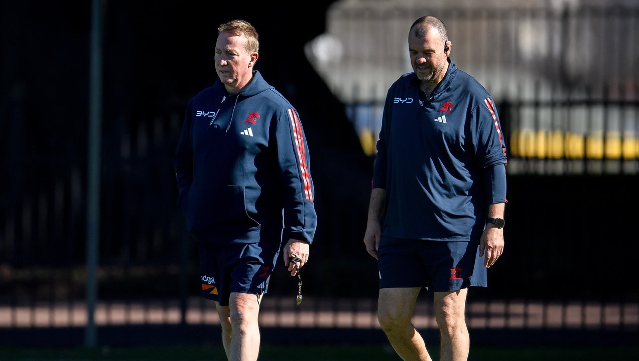 (L-R) Trent Robinson and Michael Cheika.