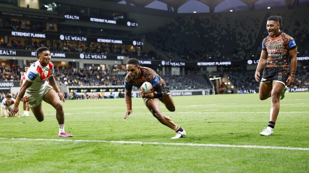 Solomone Saukuru (centre) has been one of the few shining lights for Wests Tigers this season.
