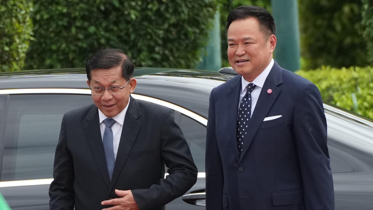 Min Aung Hlaing and Anutin Charnvirakul in Bangkok