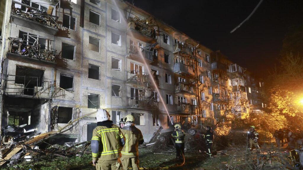 A large-scale overnight Russian ballistic missile attack has stuck residential buildings in Kyiv.
