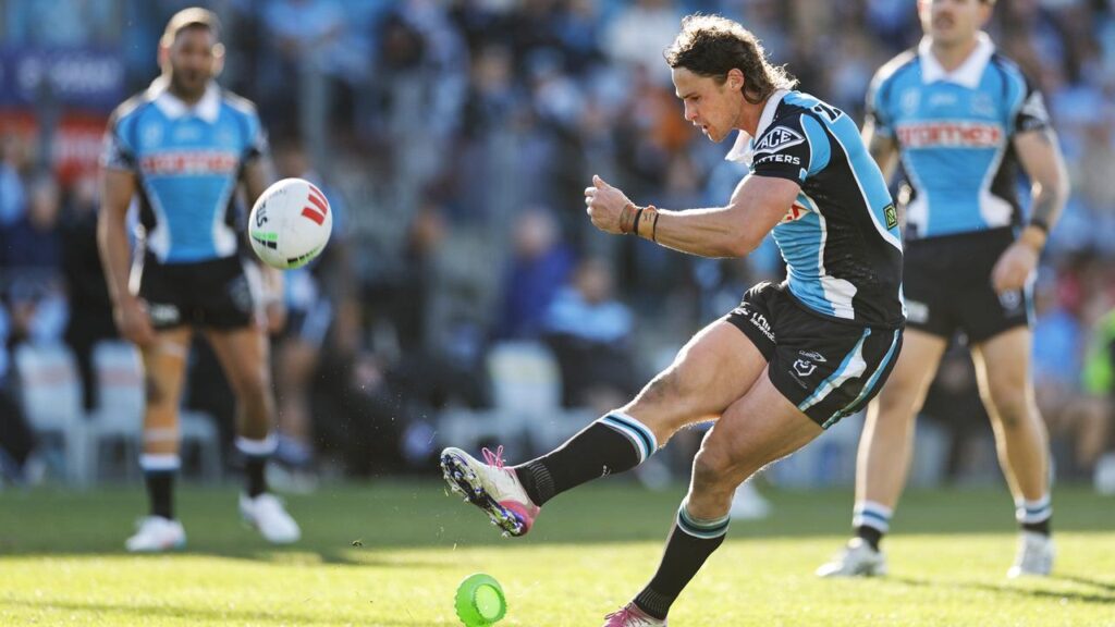 Cronulla’s Nicho Hynes moved to equal second on the NRL alltime list for most consecutive goals.
