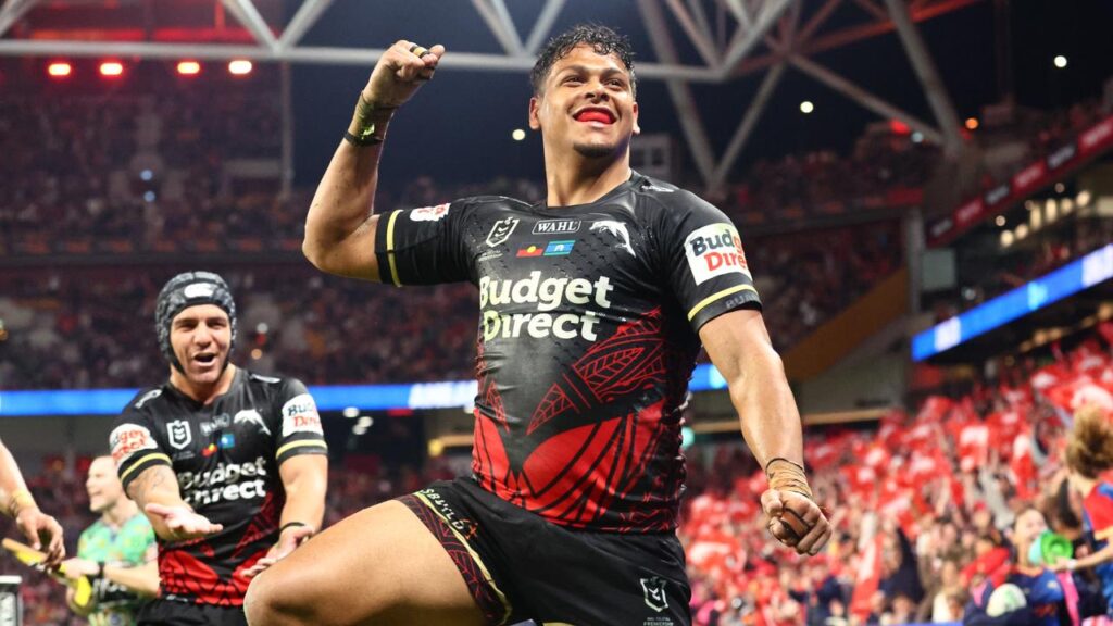 Selwyn Cobbo has been one of the Dolphins’ stars in a stunning Brisbane derby win over the Broncos.
