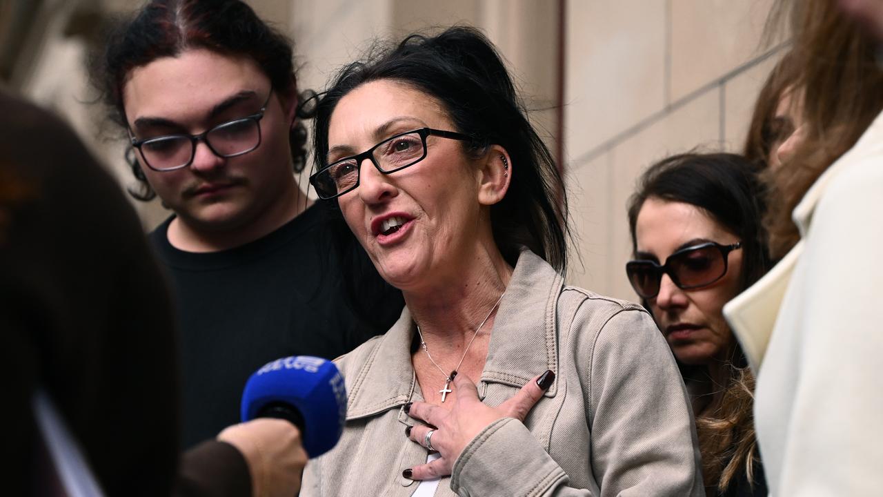 Mary Kadis, sister of Vicky Apostolopoulos, speaks to media