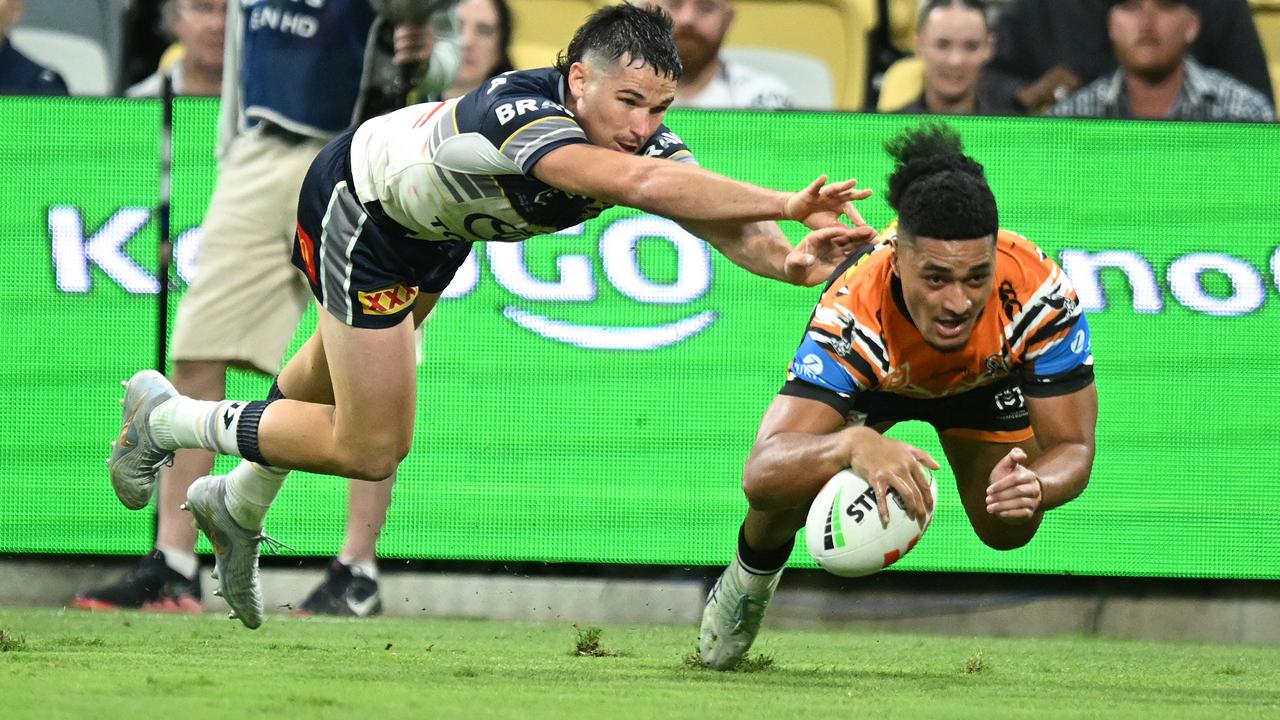 Junior Tupou crossed for a first-half try Wests Tigers.